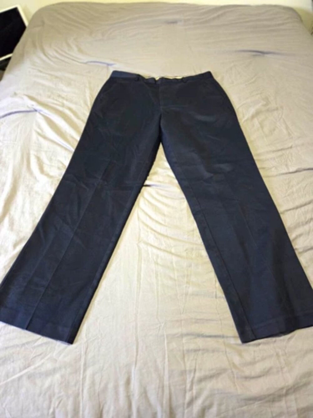 Dockers Mens Pants 36x32 Navy Blue Flat Front Classic Fit Cotton Chinos